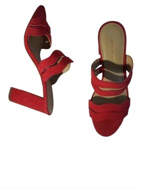 Ann Taylor "Tyler" Geranium Red Leather Mule Heels Size 6